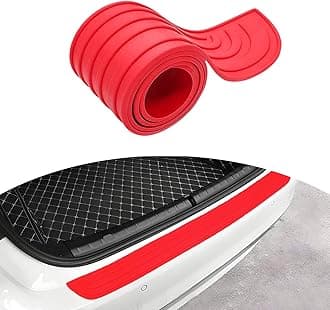 Car Rear Bumper Protector Guard, Auto Anti-Scratch Collosion Rubber Trunk Door Entry Guards, Non-Slip Vehicle Bumper Protection Strip, Fit for Most Cars, Vans (35"x2.7", Red)
