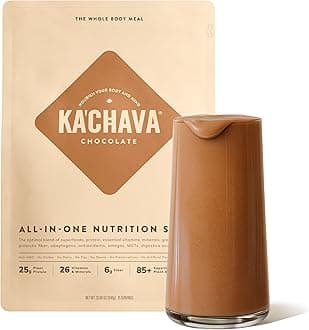 - Ka’Chava Whole Body Meal Shake Chocolate 2 lb – Vegan Protein Powder with 85+ Superfoods & Greens – Plant-Based Meal Replacement with Probiotics & Digestive Enzymes – Gluten & Dairy Free (15 Servings)