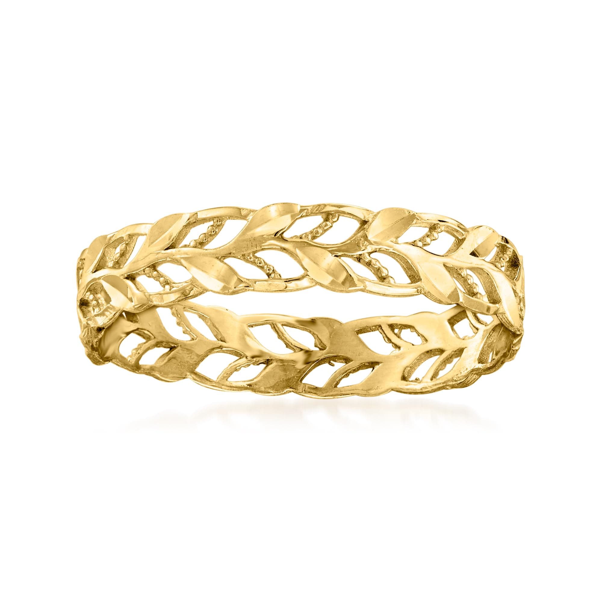 Ross-SimonsItalian 14kt Yellow Gold Openwork Leaf Ring