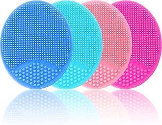 MR LION 4 Pack Face Scrubber, Soft Silicone Facial Cleansing Brush Face Exfoliator Blackhead Acne Pore Pad Cradle Cap Face Wash Brush for Deep Cleaning Skin Care (Multicolor-A)