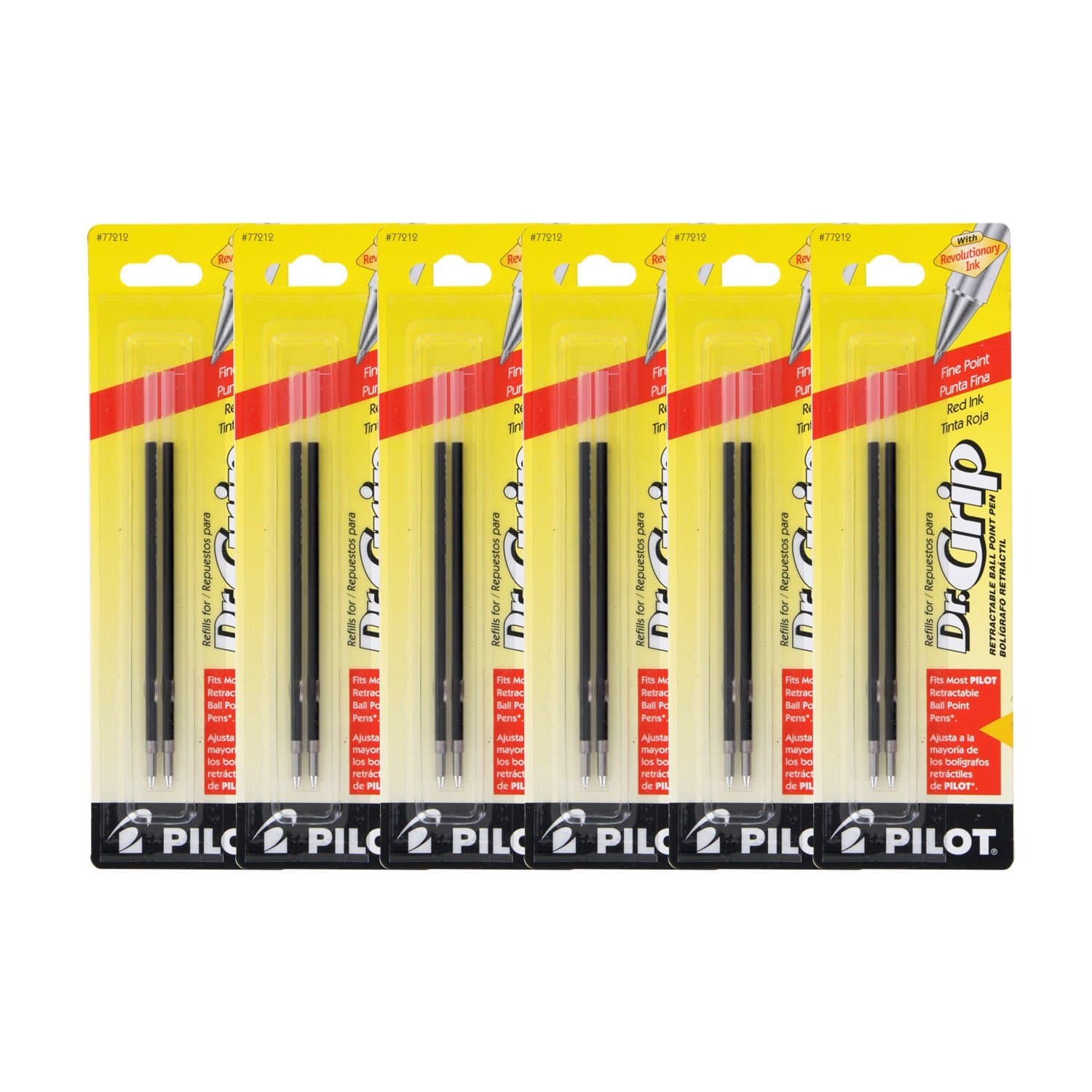 PILOTBetter/EasyTouch/Dr Grip Retractable Ballpoint Pen Refills, 0.7mm, Fine Point, Red Ink, Pack of 12