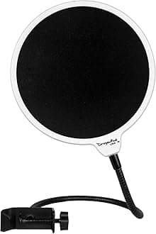 Dragonpad USA- 6" Microphone Studio Pop Filter with Clamp - WHT/BLK