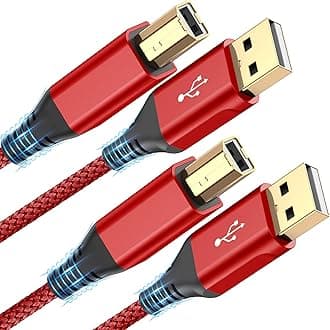 sweguard Printer Cable 10ft, USB 2.0 Type A Male to B Male Printer Scanner Cord High Speed Compatible with HP, Canon, Dell, Epson, Lexmark, Xerox, Samsung and More -Red