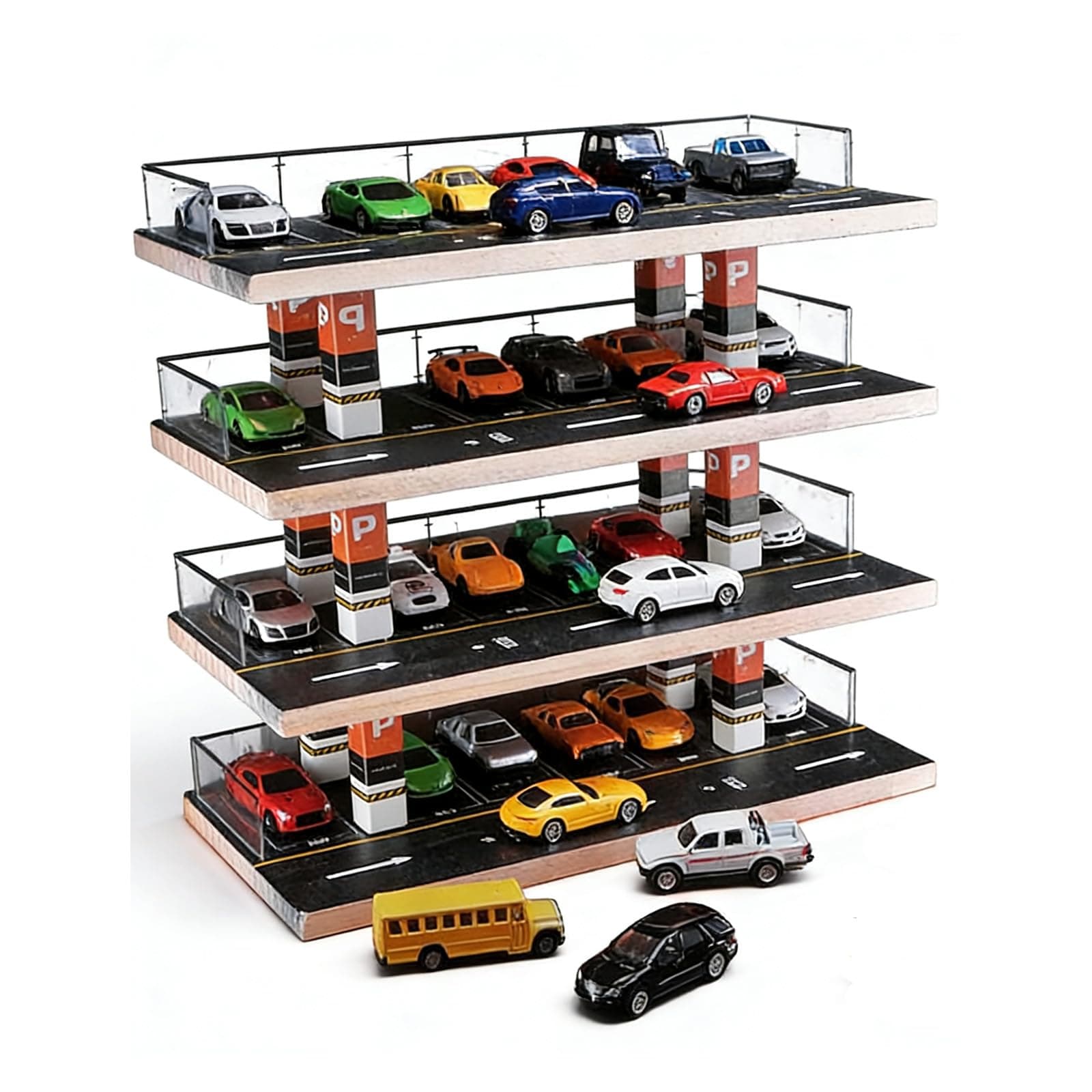1/64 Scale Diecast Model Car Display Case for Hot Wheels Matchbox Nascar Diorama Garage Scene Parking Lot,Truck Toy Cars Storage