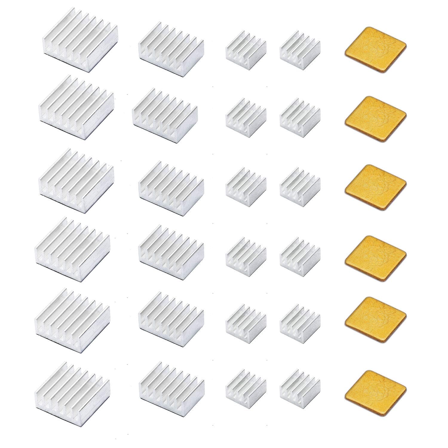 30 PCS Raspberry Pi 4 Heatsink Kit with Thermal Conductive Adhesive Tape, Aluminum Heat Sink Cooler and Copper Heatsink for Raspberry Pi B B+ 2/3/4/5