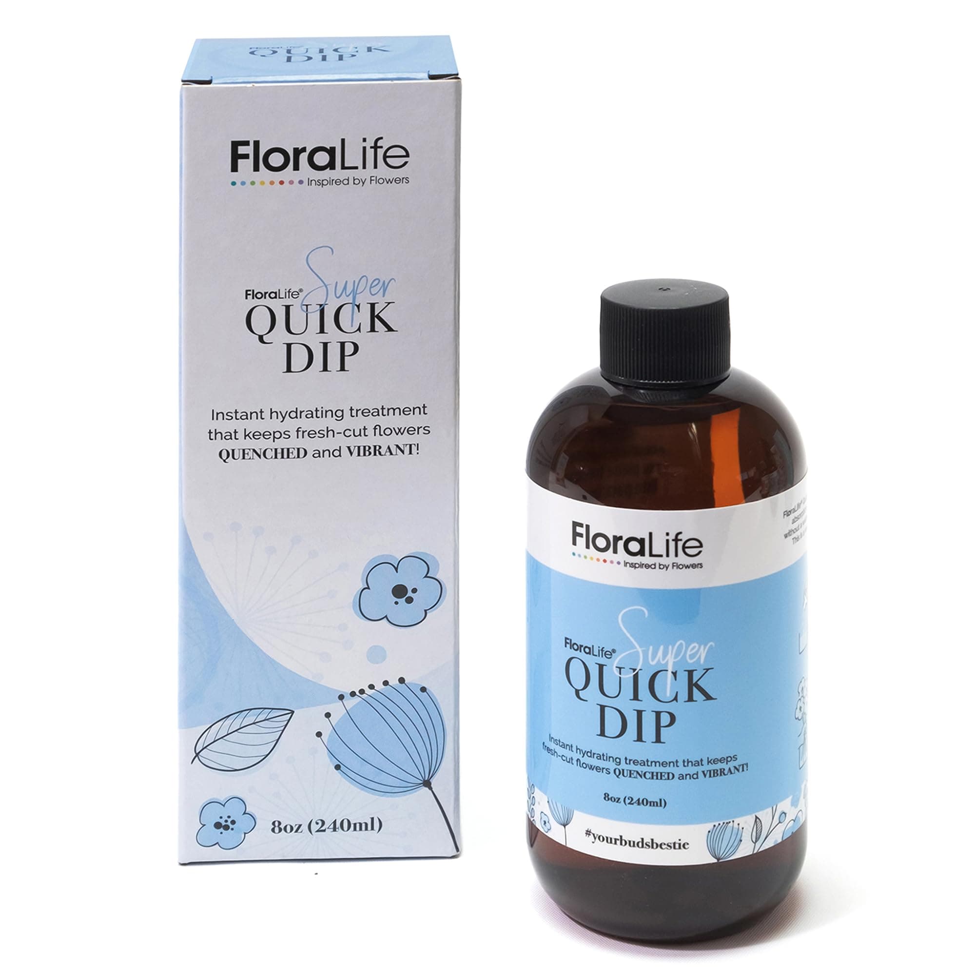 FloraLife Quick Dip - Instant Hydration Treatment Solution for Preserving Freshly Cut Flowers - 8 oz