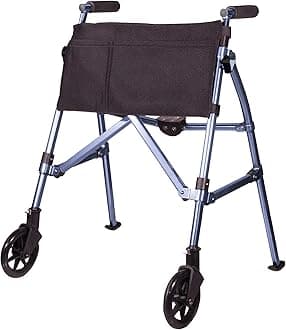 Stander EZ Fold-N-Go Walker Micro, Lightweight Folding Walker for Short Seniors with Swivel Wheels, Cobalt Blue (Eligible for VAT Relief in The UK)