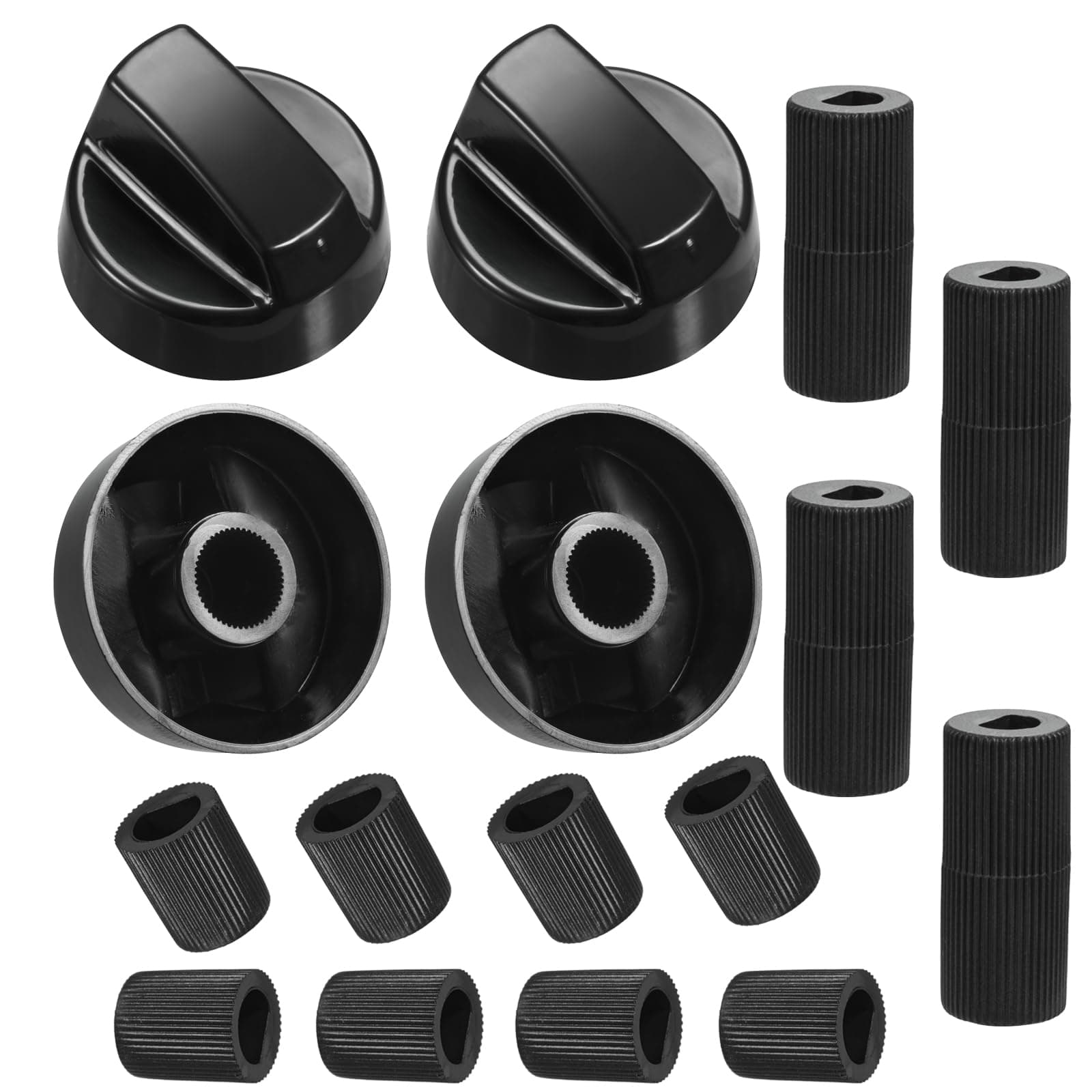Upgraded 4 Pack Universal Control Knobs with 12 Adapters - Wide Application for Oven Stove Range Universal Stove Knobs Black