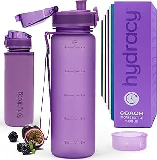 Hydracy Water Bottle with Time Marker - 500 ml 17 Oz BPA Free Water Bottle - Leak Proof & No Sweat Gym Bottle with Fruit Infuser Strainer - Ideal for Fitness or Sports & Outdoors