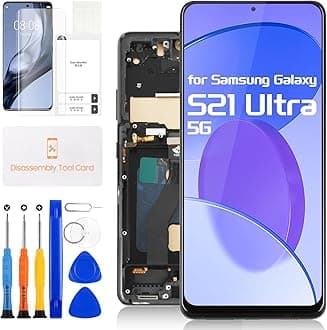 for Samsung Galaxy S21 Ultra 5G Screen Replacement - for Galaxy S21 Ultra 5G LCD Display SM-G998B G998U G998N for Samsung S21 Ultra 5G LCD Touch Screen Digitizer Glass Assembly with Frame (Black)