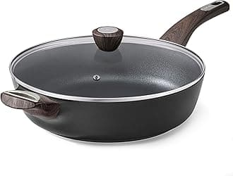 SENSARTE Nonstick Frying Pan Skillet with Lid, 12 Inch Large Deep Frying Pan, 5 Qt Non Stick Induction Pan, Saute Pan with Cover, Healthy Non Toxic Chef Pan with Helper Handle, PFOA PFOS APEO Free