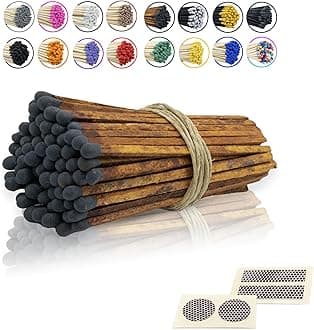 4" Inch Long Wooden Refill Matchsticks with Strike Stickers - Safety Matches Wholesale Bulk Loose by Chandler Studio (Brown-Black, 100 Pieces)