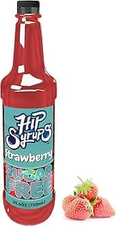 Hip Syrups - Strawberry Sugar Free Syrup Designed for Water Flavor, Bubble Tea, Boba Tea, Cocktails, Strawberry Flavoring, Water Enhancer, Drink Mix for Ice Tea, Lemonade & More, Zero Calorie Flavoring, Keto Friendly, Sugar Free