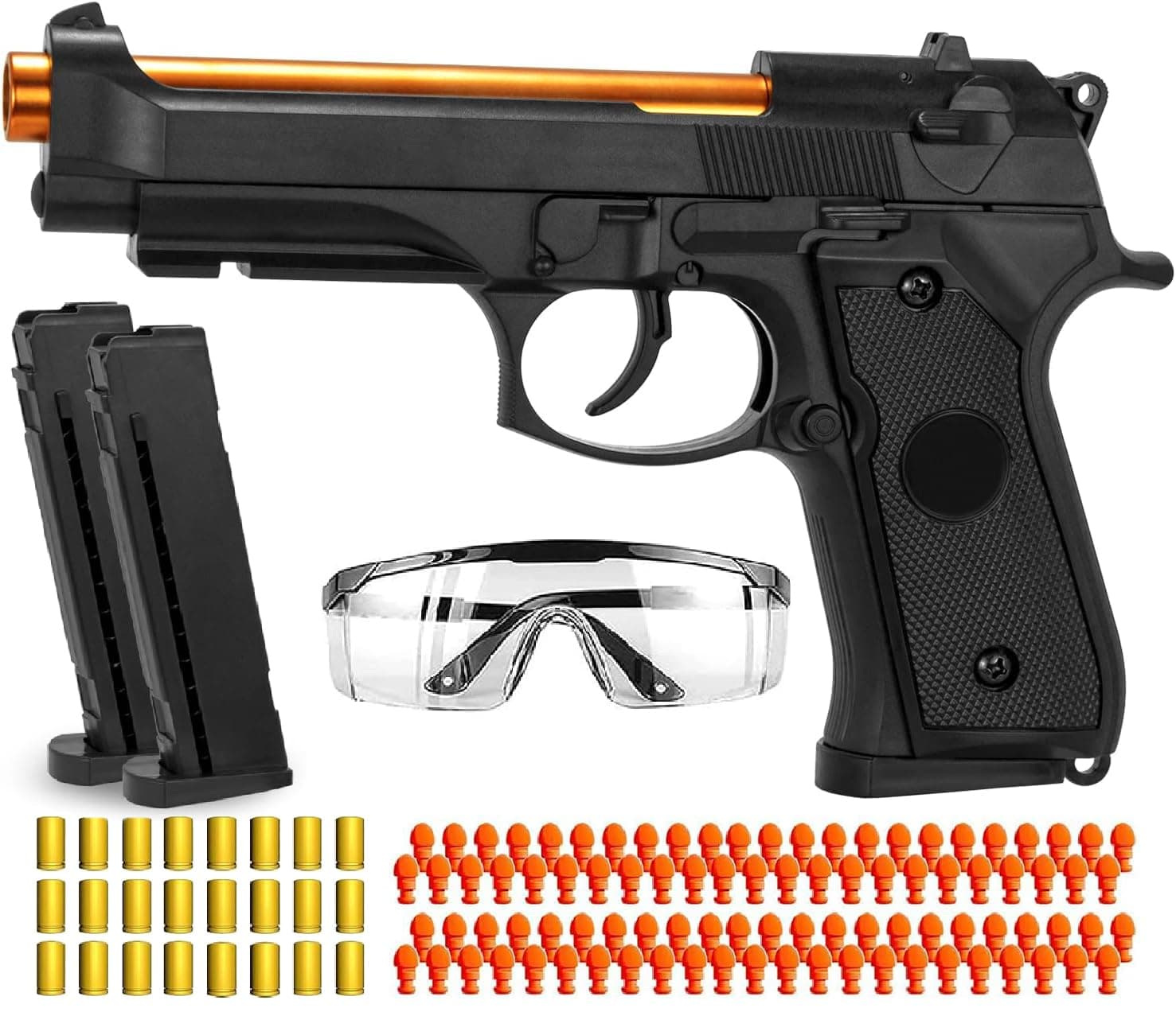 Soft Bullet Toy Guns for Boys, Automatic Reloading Shell Ejecting Toy Gun with 120 Bullets and 2 Magazines, Education Model Toy Gun Pistol Shooting Game for Kids (Beretta M9A3 Black)