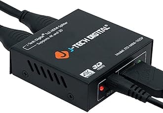 4K@60 HDMI Splitter 1 in 2 out 1X2 Powered Splitter for Dual Monitors by J-Tech Digital [JTD-MINI-1X2SP]