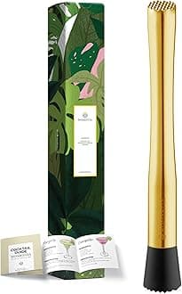 Homestia Double Heads Muddler for Cocktails, 10 Inch Stainless Steel Muddler Tools Durable Bar Accessories Tools for Cocktail Mojito Fruit Drinks Lemonade (Gold)