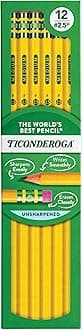 Ticonderoga Pencils, Wood-Cased #2.5 F Medium, Yellow, 12-Pack (X13885)