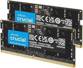 Crucial 64GB DDR5 RAM Kit (2x32GB), 4800MHz CL40 Laptop Memory - SODIMM 262-Pin - Compatible with 12th Intel Core - CT2K32G48C40S5