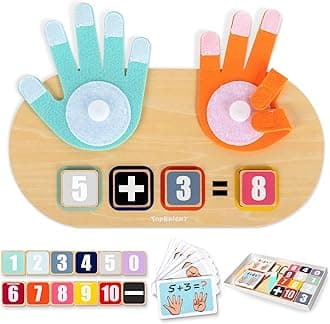 TOP BRIGHT Wooden Math Counting Toys for Kids, Toddler Number Addition Toys Educational Learning Game, Montessori Toys for Boys Girls 3 4 5 Year Old