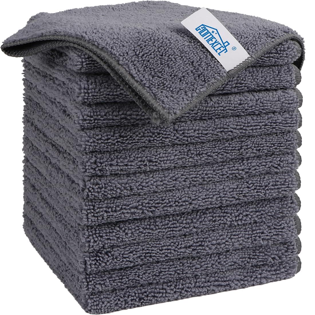 HOMEXCEL Grey Microfiber Cleaning Cloth, 12 Pack Premium Microfiber Towels for Cars, Lint Free, Scratch-Free, Highly Absorbent, Reusable Cleaning Rags for Car, Household, Kitchen, Window, 11.5"X11.5"
