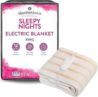 Sleepy Nights Electric Blanket King Size - Warm, Cosy & Energy-Efficient Heated Blanket with 3 Heat Settings | BEAB-Approved, Washable & Easy-Fit Straps (150 × 142cm)
