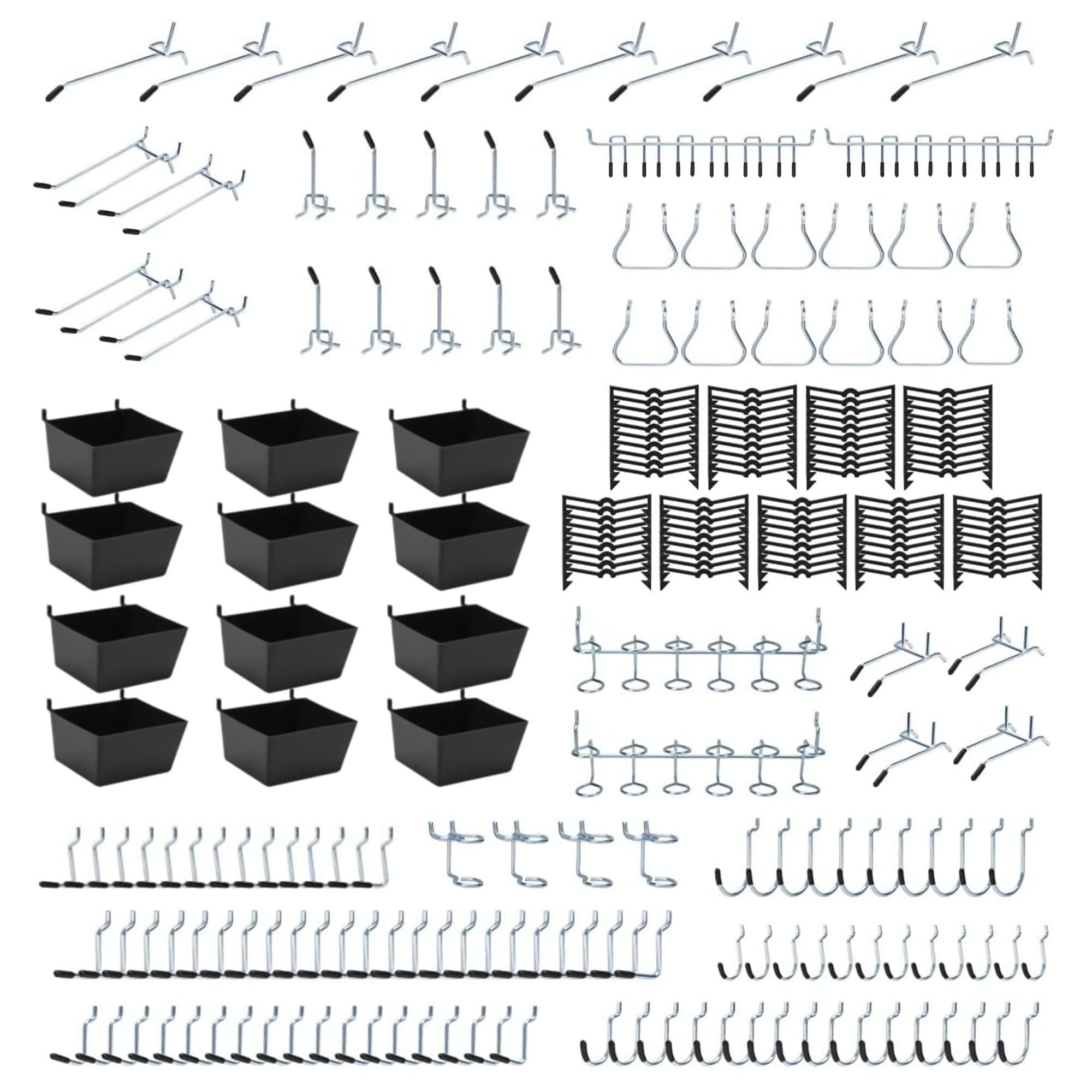 BELLO YON 258pcs Pegboard Hooks, Pegboard Accessories Organizer Kit, Pegboard Set for Organizing Various Tools, Metal Pegboard Hooks Assortment, Peg Board Bins, Peg Lock