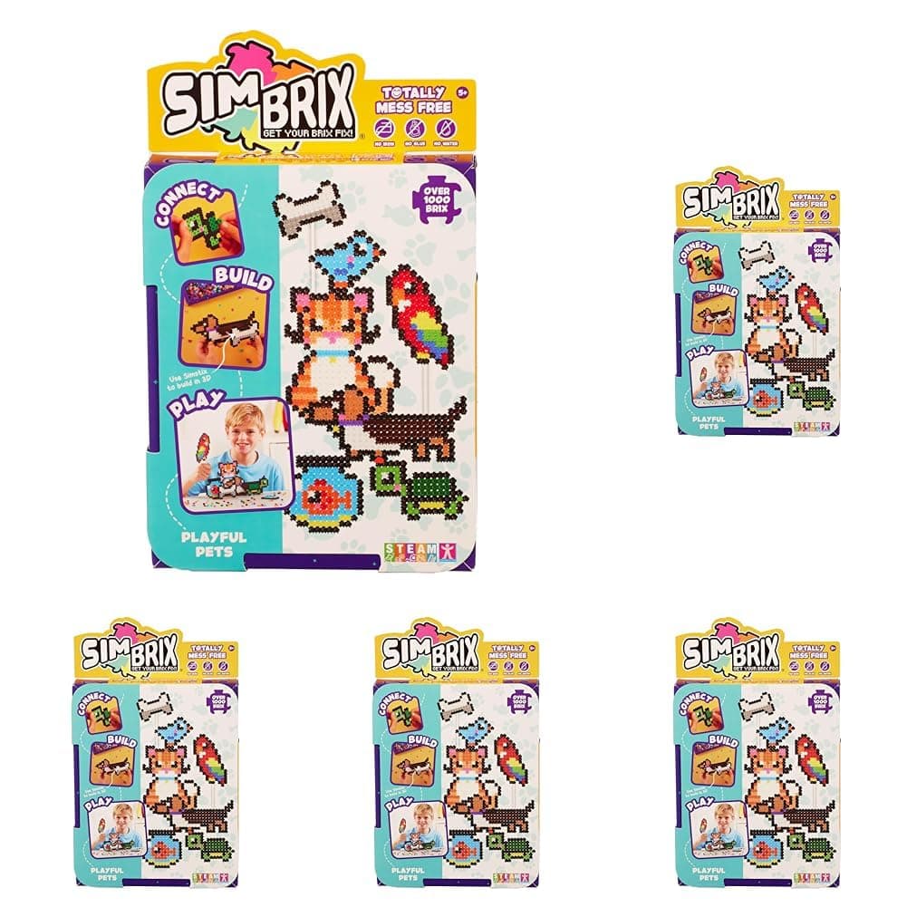 07994 Simbrix Starter Pack Playful Pets with 1000+ brix Creative Activity STEAM Arts and Crafts Kids’ Toys for Girls & Boys Ages 5 and up (Pack of 5)