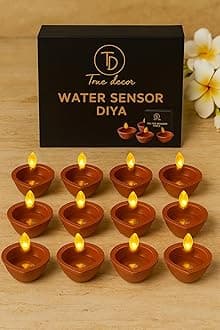 True Decor 12PC Water Sensor Battery Operated Diya LED Light for Home Decoration
