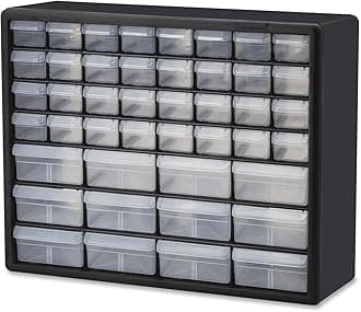 Akro-Mils 10144 44-Drawer Plastic Drawer Storage Cabinet for Garage Organization, Lego Storage, Teacher Toolbox, Makeup Organizer, and More, 50.8 cm W x 15.24 cm D x 40.64 cm H, Black