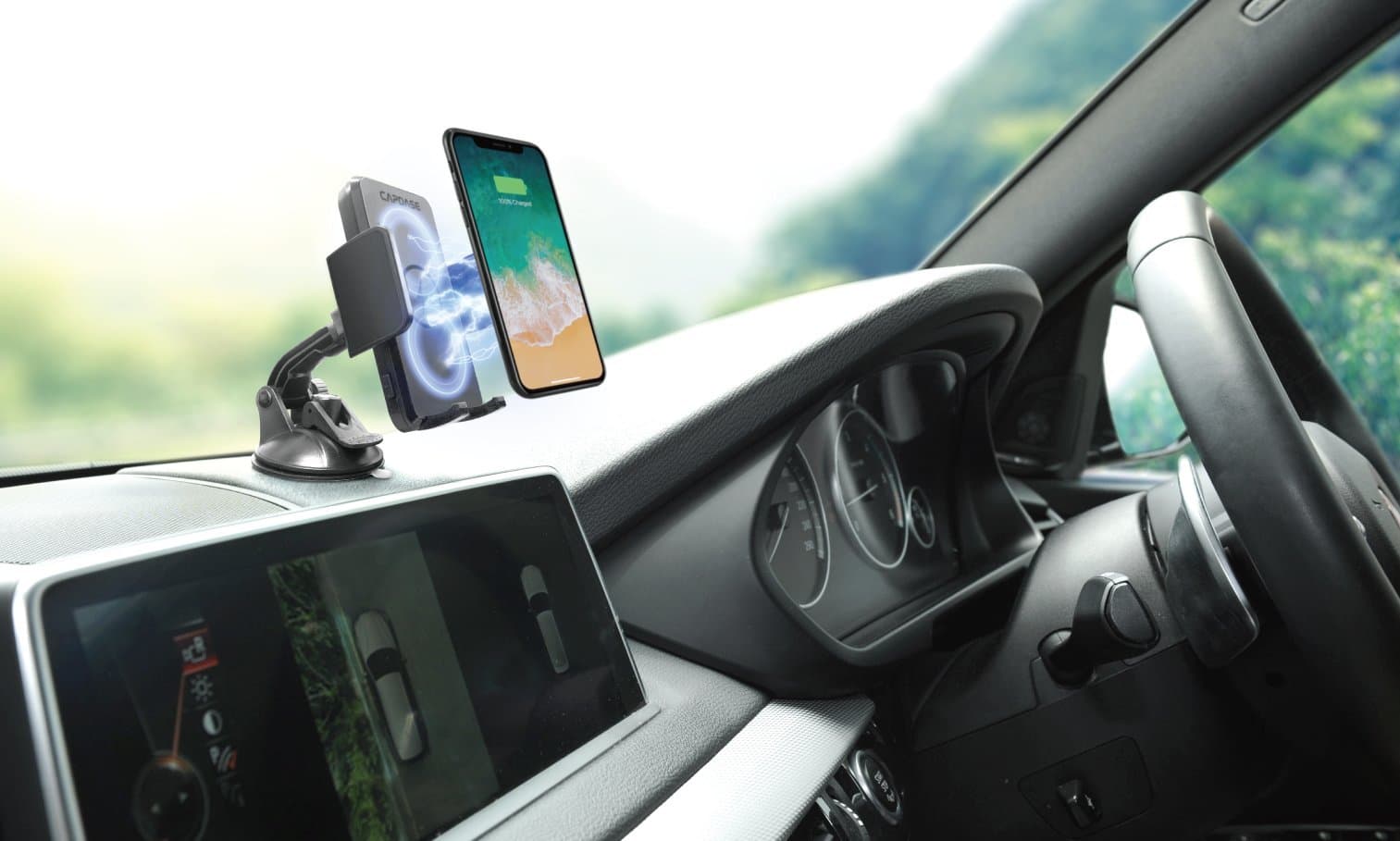Capdase Qi Wireless Charger Car Mount Dashboard & Windshield Cell Phone Holder Cradle for S9/S9Plus/S8/S8+ iPhone X/8/8Plus