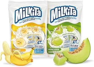 Creamy Banana & Honeydew Milk Candy – Low-Sugar Healthy Sweets with Real Milk for Kids & Adults – Fat Free & Gluten Free Candy with Calcium for Everyday Indulgence (2-Pack/25 Count Each)