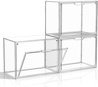 MSHOMELY Clear Purse Storage Organizer for Closet, 3Packs Handbag Storage Organizer, Acrylic Display Case for Purse/Handbag, Stackable Bag Organizer with Magnetic Door for Wallet, Clutch, Hats, Toys