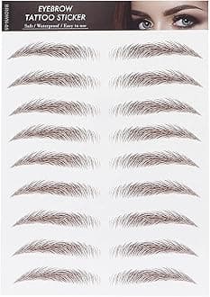 Brrnoo Eyebrow Tattoo Stickers, Waterproof 4D Hair-Like False Eyebrows for Women, Long Lasting Grooming Makeup, Easy to Apply Shaping Kit, Pack of 1, BROWN 05