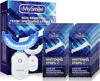 MySmile Teeth Whitening Kit, 28 Non-Sensitive Teeth Whitening Strips, Deluxe Teeth Whitener Dental Grade Tooth Whitening Strips for Home, Travel, 10 min Fast Result for Beautiful White Smile