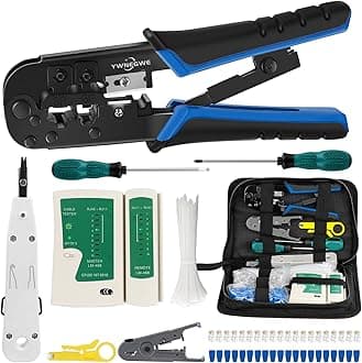 RJ45 Crimp Tool Kit for Cat5 Cat5e Cat6, Ethernet Crimper Toolkit with a RJ45...