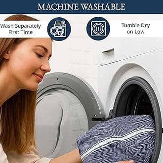 LANE LINEN Kitchen Towels Set - 100% Pure Cotton Dish Towels for Kitchen, Super Absorbent Kitchen Hand Towel, Blue Tea Towels, Soft & Durable Dish Cloths, Pack of 12 15 x25 , Blue Chambray