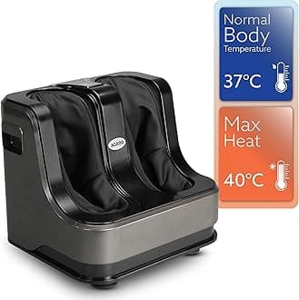 AGARO Rejoice Foot, Calf and Leg Massager with Lukewarm Heating and Vibration, 80W, 4 Motors, Rolling & Kneading Functions for Muscle Relaxation & Improving Blood Circulation (Grey)