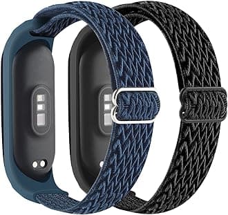 REALSIGN 2Pack Adjustable Elastic Band Compatible with Xiaomi MI BAND 3/4/5/6/7 Strap for Men Women,Stretchy Nylon Sports Strap Replacement Wristband Accessories for MI BAND 7/6/5/4/3 Fitness Tracker