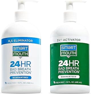 SmartMouth Original 2-Bottle Zinc Activated Mouthwash with Pumps - Instant Fresh Breath Mouthwash - Eliminates Bad Odors & Bad Breath - Sugar, Gluten & Alcohol-Free - Fresh Mint - 16 fl oz, 2-Pack
