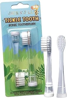 Tickle Tooth Sonic Electric Toothbrush Replacement Heads - Gentle Cleaning, Made for Tiny Teeth, LED Inspection Light, Extra Soft Bristles, for Babies & Kids - (1 Pack - Set of 2)