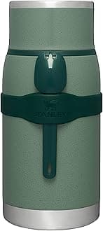 Stanley Adventure To-Go Food Jar and Spork 36 oz | Vacuum Insulated Thermos Food Container | Wide Mouth Screw On Lid | Stainless Steel | BPA-Free | Hammertone Green