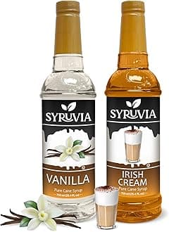 Syruvia Coffee Syrup Variety Pack - Vanilla & Irish Cream- Gluten-Free, Kosher, 25.4 fl oz Bottles - Enhance Your Coffee Experience with Premium Flavoring Syrups