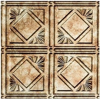 FASÄDE Traditional Style/Pattern 4 Decorative Vinyl Glue Up Ceiling Panel in Bermuda Bronze (12X12 Inch Sample)