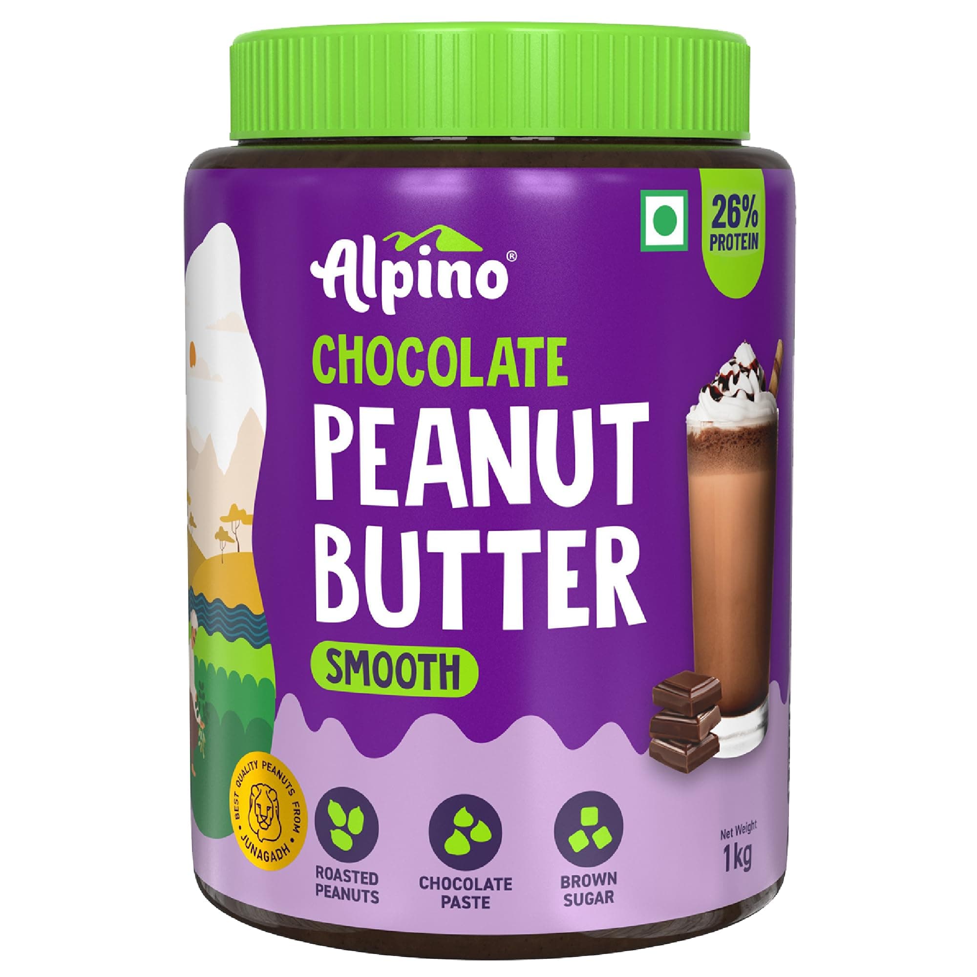 Chocolate Peanut Butter Smooth - Roasted Peanuts, Chocolate Paste, Brown Sugar & Sea Salt - 24g Protein, Gluten Free â€“ Plant Based Peanut Butter Creamy (1 KG)