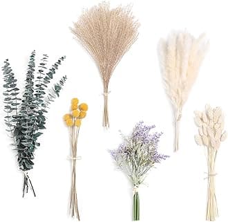 Serra Flora Natural Dried Pampas Eucalyptus Rabbit Tail Grass,(Pack of 66pcs) with 6 Kinds of DIY Bridal Artificial Bouquets Home Decor Wedding Floral Arrangement Table Centerpieces