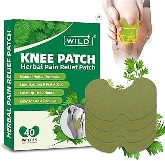 WILD+ Knee Pain Relief Patches, 40PCS Natural Knee Patch for Pain Relief, Wormwood Herbal Pain Relief Patches Heat Patches for Knee/Back/Neck/Shoulder/Joint Pain, Muscle Soreness