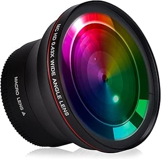 Hisewen 58MM 0.43x Professional HD Wide Angle Lens (Macro Portion) for Canon EOS 70D 77D 80D 90D Rebel T8i T7i T6i T6s SL2 SL3 DSLR Cameras, Free Lens Clean Cloth Store Bag.