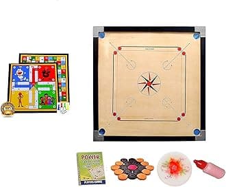 WRF Superior Matte Finish Practice Carrom Board for Serious Professional Practice with Coins Striker and Powder Black New (32 Inch with Ludo WR-3)