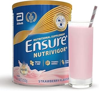 Ensure NutriVigor Nutritional Shake – Strawberry Flavour – 850g – Food Supplement with Protein, HMB & 27 Vitamins & Minerals – Supports Strength, Energy & Immunity – With Vitamin D, C & B