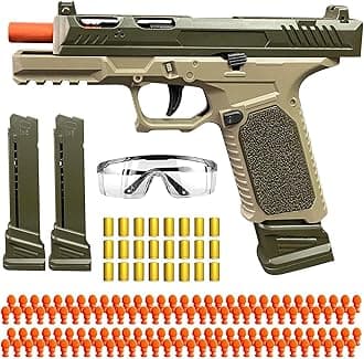 Soft Bullet Toy Guns for Boys, Automatic Reloading Shell Ejecting Toy Gun with 120 Bullets and 2 Magazines, Education Model Toy Gun Pistol Shooting Game for Kids (G17 Army Green)